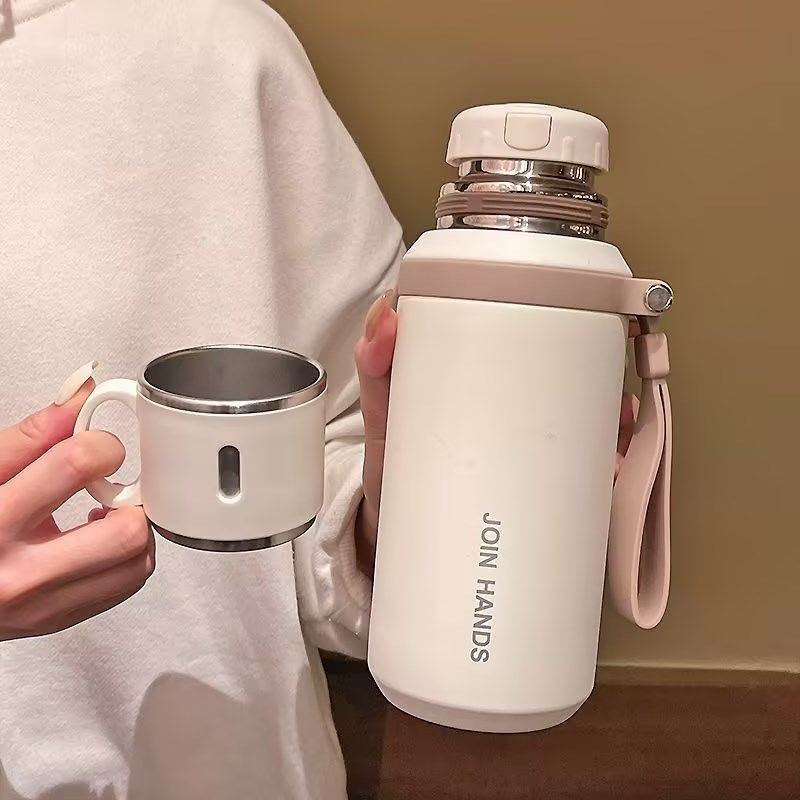 Vacuum Flask Vacuum Bottle Vacuum Thermos Vacuum Cup 316 Stainless Steel with Lifting Rope Large Capacity Vacuum Insulation Tea Water Separation Outdoor Portable Sealing Kettle