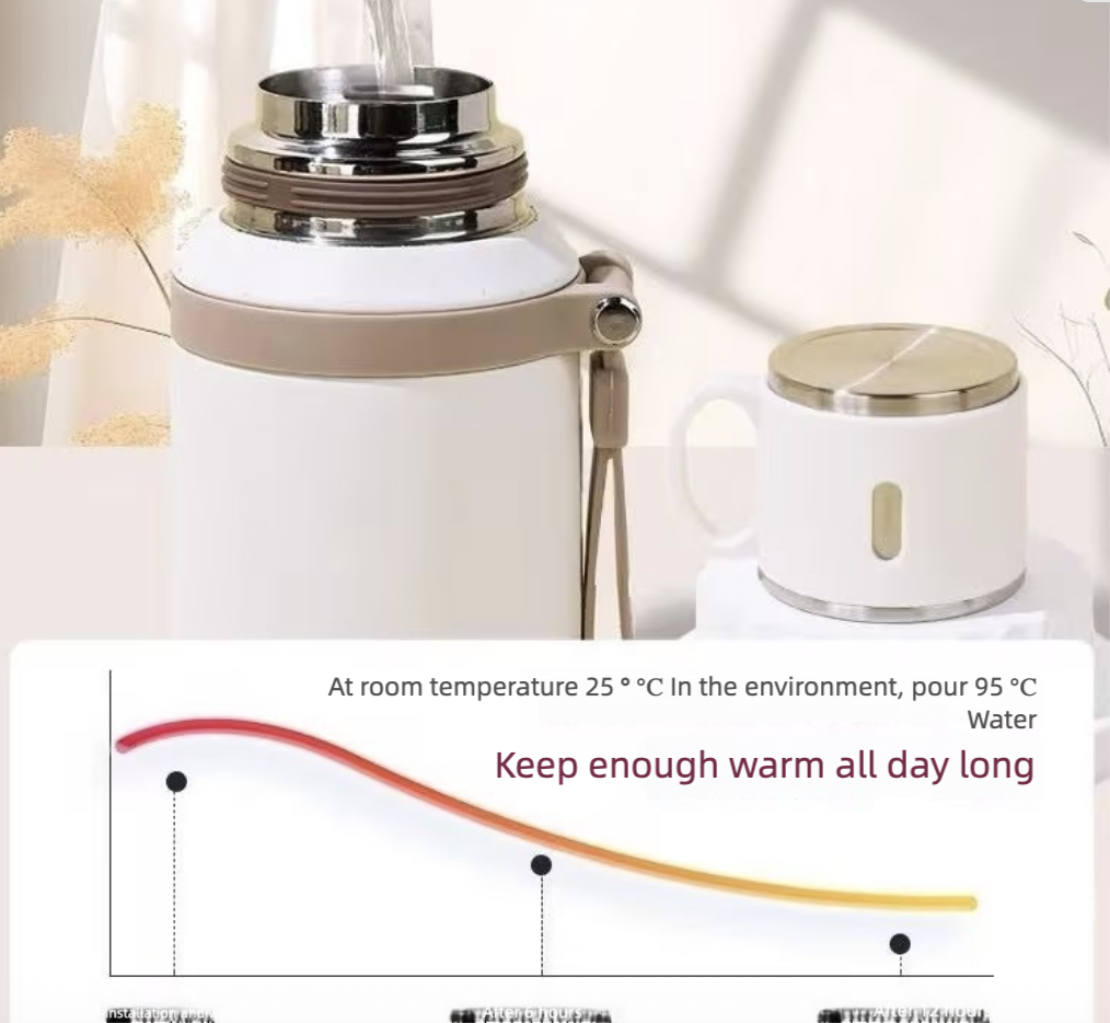 Vacuum Flask Vacuum Bottle Vacuum Thermos Vacuum Cup 316 Stainless Steel with Lifting Rope Large Capacity Vacuum Insulation Tea Water Separation Outdoor Portable Sealing Kettle