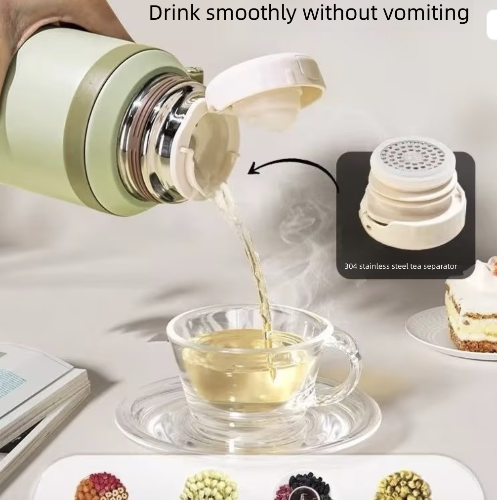 Vacuum Flask Vacuum Bottle Vacuum Thermos Vacuum Cup 316 Stainless Steel with Lifting Rope Large Capacity Vacuum Insulation Tea Water Separation Outdoor Portable Sealing Kettle