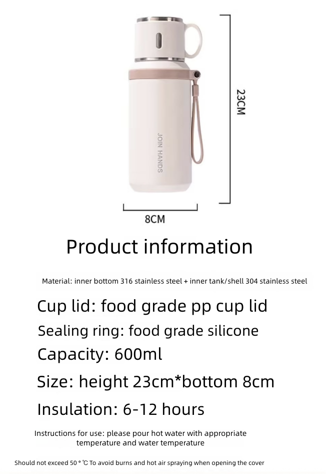 Vacuum Flask Vacuum Bottle Vacuum Thermos Vacuum Cup 316 Stainless Steel with Lifting Rope Large Capacity Vacuum Insulation Tea Water Separation Outdoor Portable Sealing Kettle