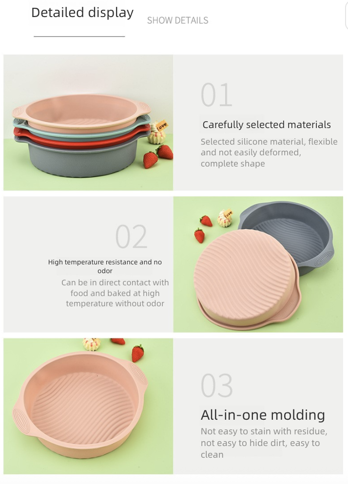 Kitchen Dining Bakeware Pastry Baking Molds Cake Mold Silicone Round Plate Cake Mold Large Baking Tray Sub Mold Round Mooncake Mold Oven Baking Utensils