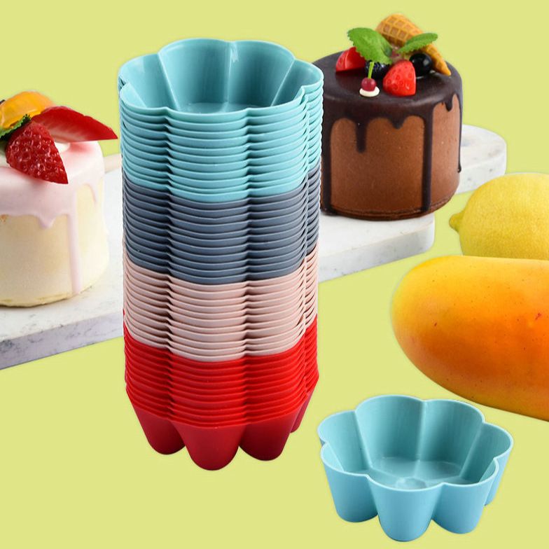 Kitchen Dining Bakeware Pastry Baking Molds Creative Food Grade Silicone 7-Petal Flower Egg Cup Silicone Cake Mold Chocolate Pudding Baking DIY Tool