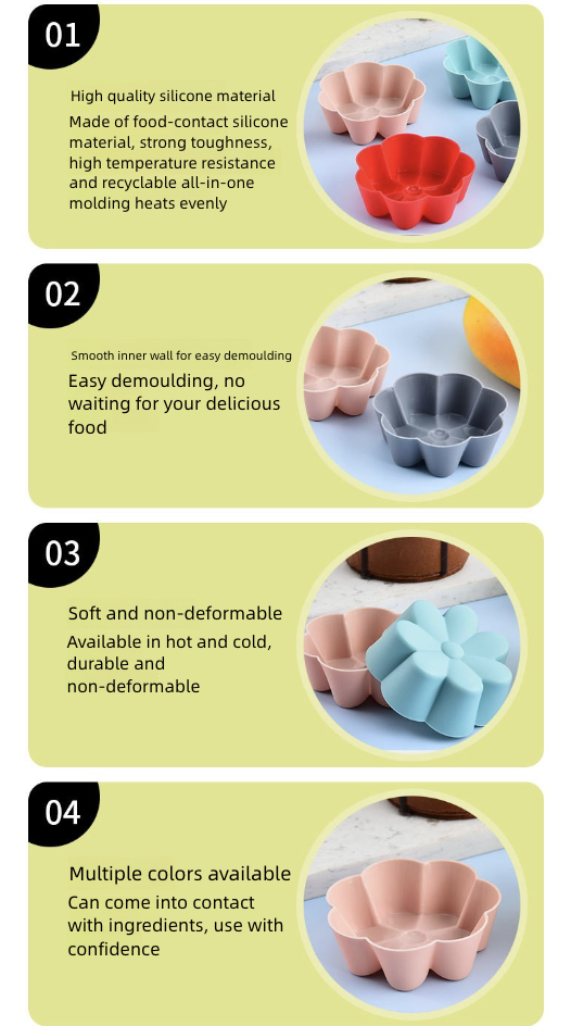 Kitchen Dining Bakeware Pastry Baking Molds Creative Food Grade Silicone 7-Petal Flower Egg Cup Silicone Cake Mold Chocolate Pudding Baking DIY Tool
