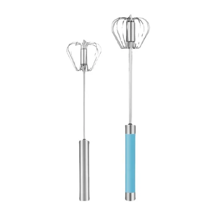Mixer Egg Beater Press Type Semi-Automatic Rotary Egg Beater Stainless Steel Whisk Hand Blender Egg Cream Stirring Cream Baking Manual Mixer Kitchen Tool Bakeware Baking Tools Pastry Utensils
