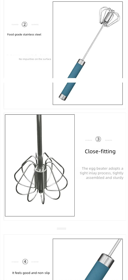Mixer Egg Beater Press Type Semi-Automatic Rotary Egg Beater Stainless Steel Whisk Hand Blender Egg Cream Stirring Cream Baking Manual Mixer Kitchen Tool Bakeware Baking Tools Pastry Utensils