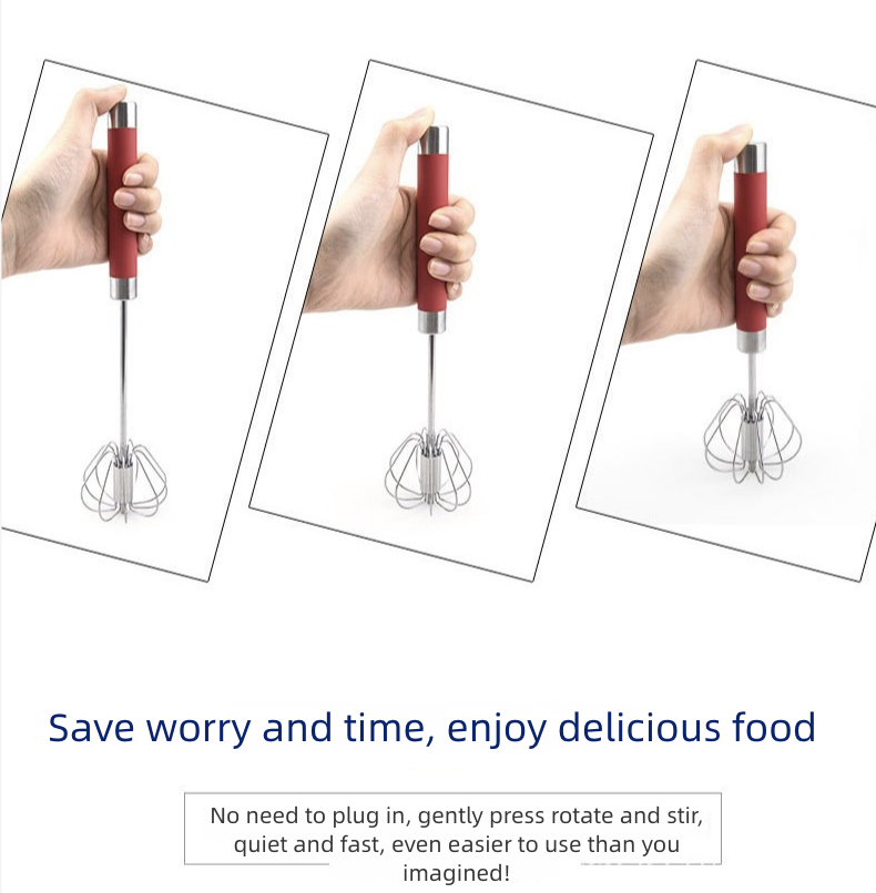 Mixer Egg Beater Press Type Semi-Automatic Rotary Egg Beater Stainless Steel Whisk Hand Blender Egg Cream Stirring Cream Baking Manual Mixer Kitchen Tool Bakeware Baking Tools Pastry Utensils