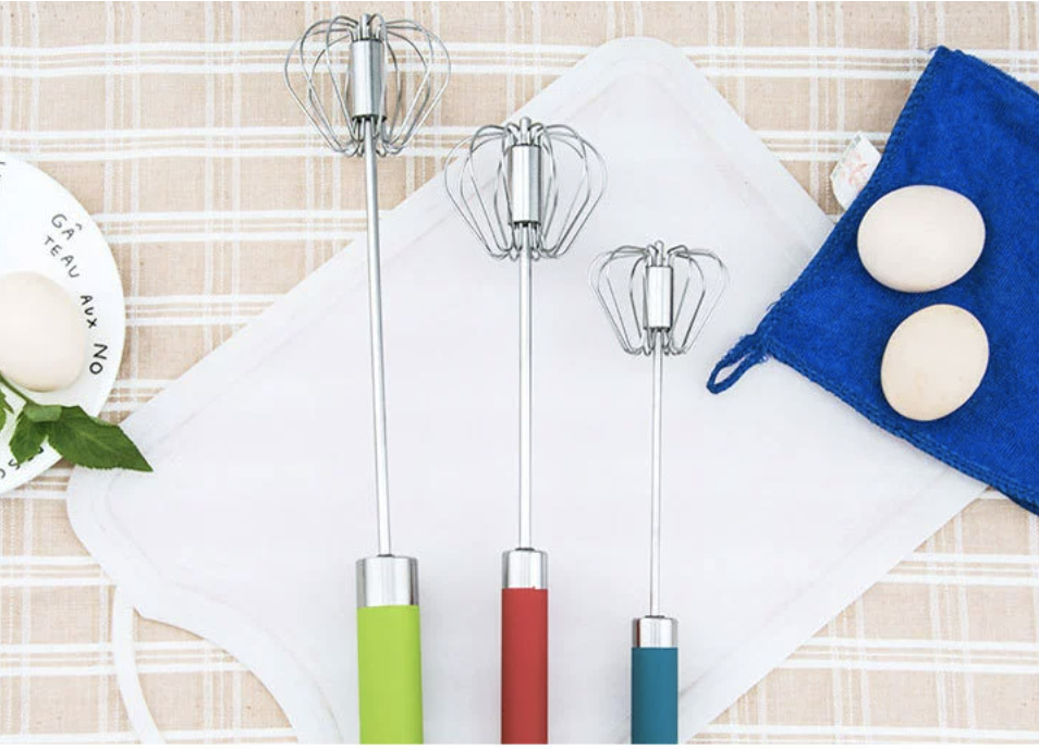 Mixer Egg Beater Press Type Semi-Automatic Rotary Egg Beater Stainless Steel Whisk Hand Blender Egg Cream Stirring Cream Baking Manual Mixer Kitchen Tool Bakeware Baking Tools Pastry Utensils