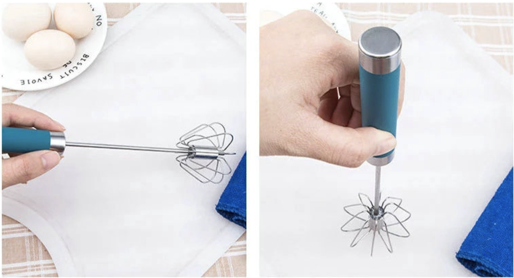 Mixer Egg Beater Press Type Semi-Automatic Rotary Egg Beater Stainless Steel Whisk Hand Blender Egg Cream Stirring Cream Baking Manual Mixer Kitchen Tool Bakeware Baking Tools Pastry Utensils