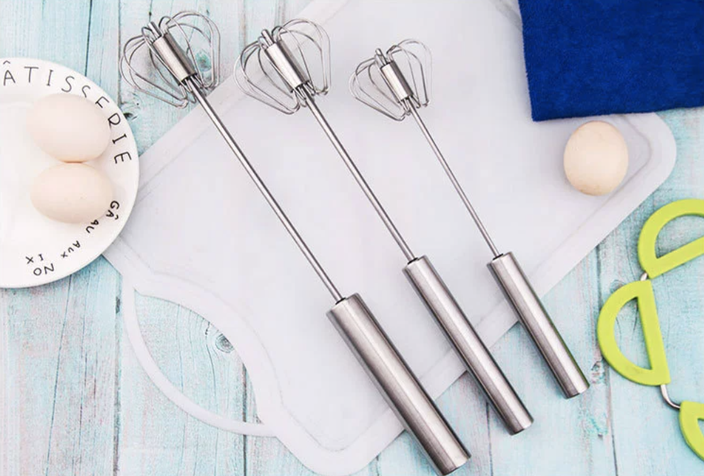 Mixer Egg Beater Press Type Semi-Automatic Rotary Egg Beater Stainless Steel Whisk Hand Blender Egg Cream Stirring Cream Baking Manual Mixer Kitchen Tool Bakeware Baking Tools Pastry Utensils