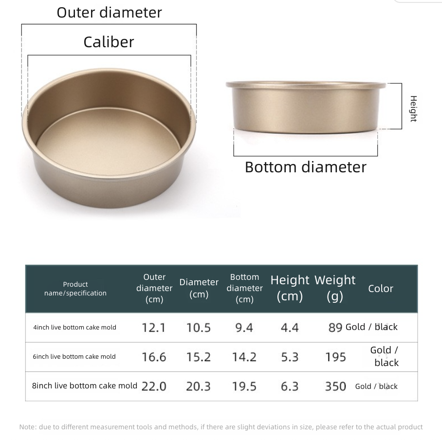Kitchen Dining Bakeware Pastry Baking Molds Circular Living Bottom Mold Chiffon Cake Mold Household Carbon Steel Cake Mold 6 Inch 8 Inch 10 Inch Anti Sticking Baking Tool
