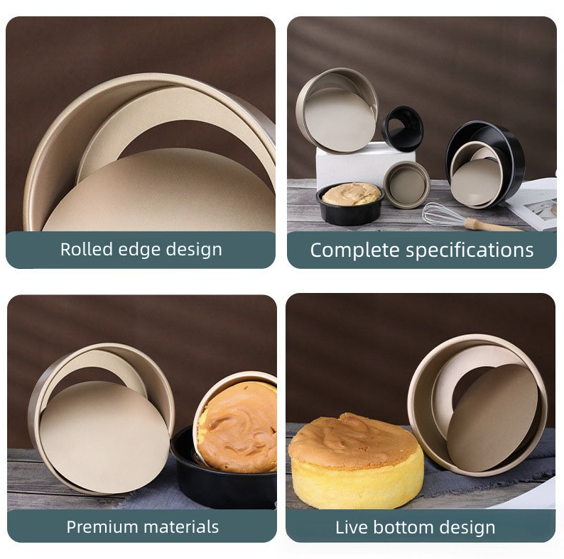 Kitchen Dining Bakeware Pastry Baking Molds Circular Living Bottom Mold Chiffon Cake Mold Household Carbon Steel Cake Mold 6 Inch 8 Inch 10 Inch Anti Sticking Baking Tool
