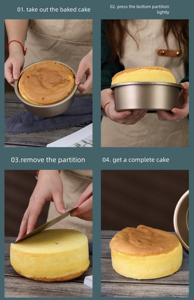 Kitchen Dining Bakeware Pastry Baking Molds Circular Living Bottom Mold Chiffon Cake Mold Household Carbon Steel Cake Mold 6 Inch 8 Inch 10 Inch Anti Sticking Baking Tool