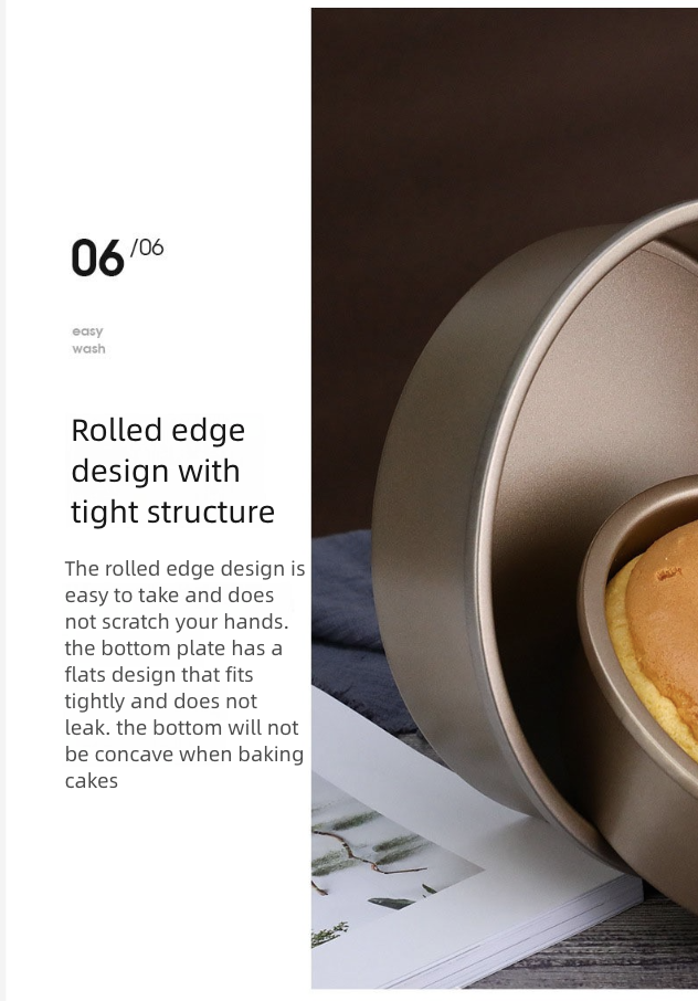 Kitchen Dining Bakeware Pastry Baking Molds Circular Living Bottom Mold Chiffon Cake Mold Household Carbon Steel Cake Mold 6 Inch 8 Inch 10 Inch Anti Sticking Baking Tool