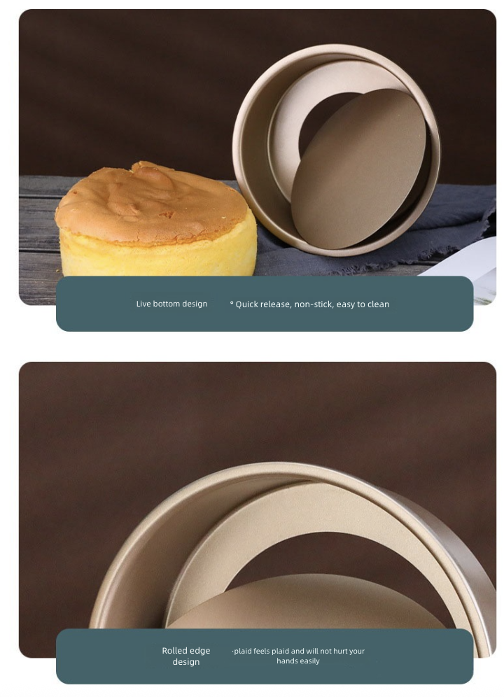 Kitchen Dining Bakeware Pastry Baking Molds Circular Living Bottom Mold Chiffon Cake Mold Household Carbon Steel Cake Mold 6 Inch 8 Inch 10 Inch Anti Sticking Baking Tool
