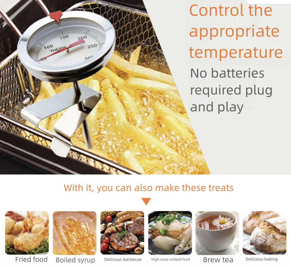 Oil Temperature Gauge for Kitchen Use Food Temperature Gauge Frying Pot Oil Temperature Gauge Thermometers