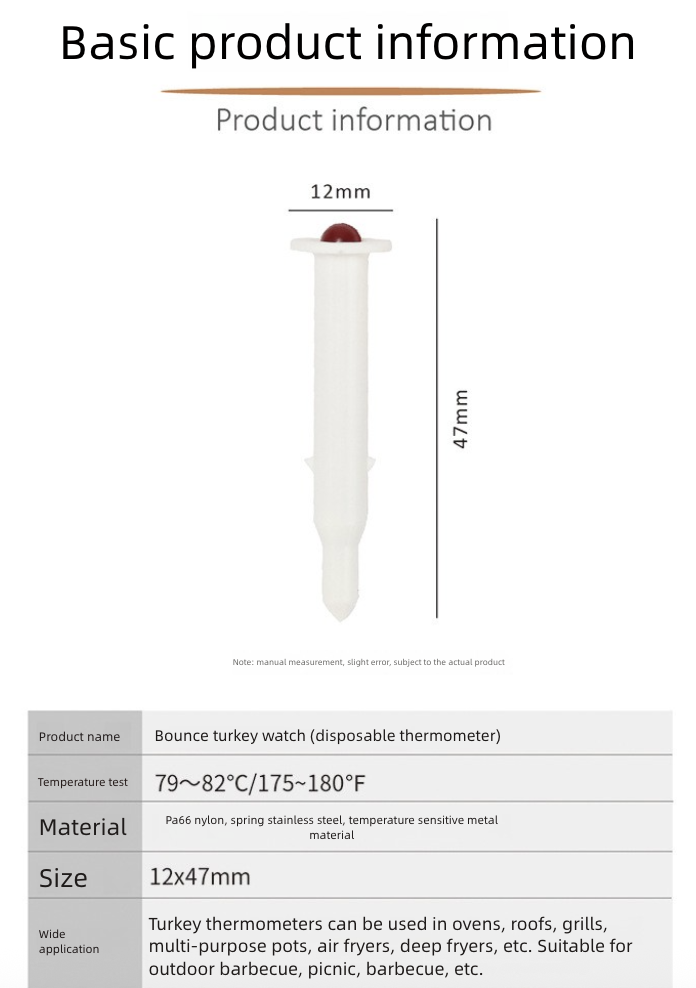 Turkey Thermometer Bouncing Kitchen Household Food Thermometer Turkey Thermometer Timer Barbecue Thermometer