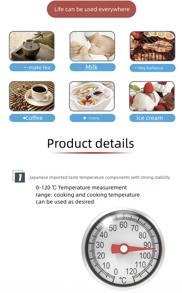 Thermometer Milk Coffee Thermometer for Making Milk Foam Kitchen Baking Household Thermometer for Baby Bottles Water Temperature Gauge