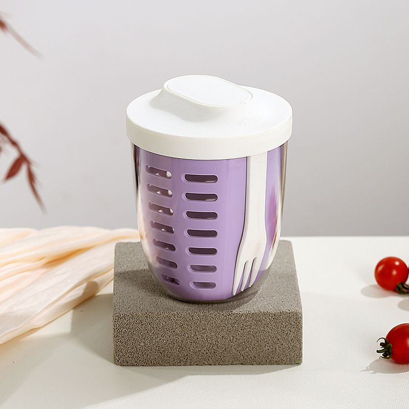 Salad Cup Picnic Fruit Cup Double-Layer Water Cup Portable Breakfast Cup for Office Workers Student Soup Cup Milk Cup Kitchen Dining Storage Travel To-Go Food Containers