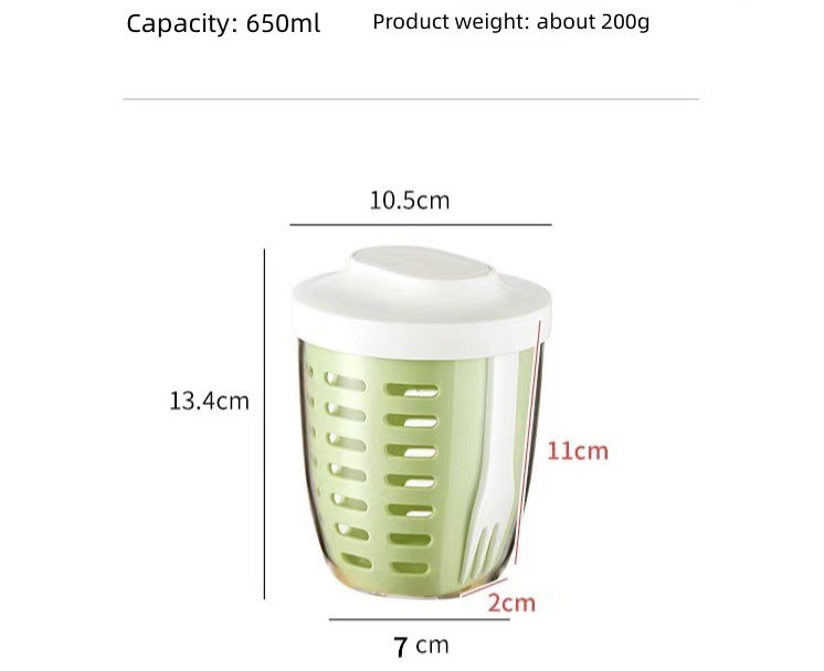 Salad Cup Picnic Fruit Cup Double-Layer Water Cup Portable Breakfast Cup for Office Workers Student Soup Cup Milk Cup Kitchen Dining Storage Travel To-Go Food Containers