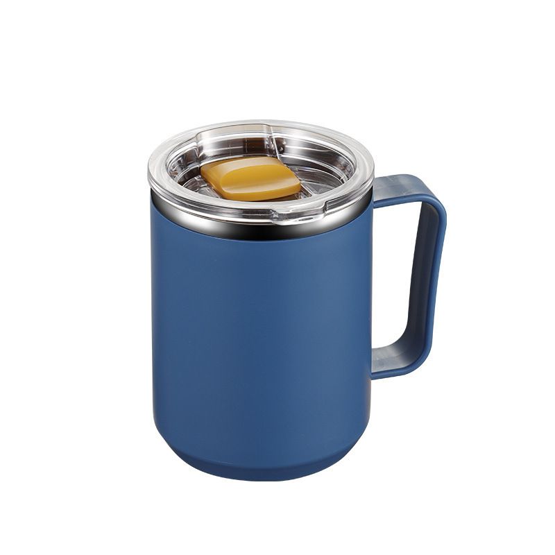 Stainless Steel Coffee Cup with Lid Household Drinking Cup Office Insulated Cup Large Capacity Kitchen Dining Dinnerware Coffee Cups Mugs