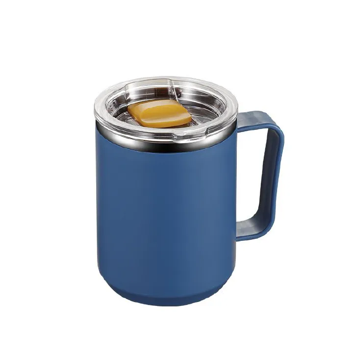 Stainless Steel Coffee Cup with Lid Household Drinking Cup Office Insulated Cup Large Capacity Kitchen Dining Dinnerware Coffee Cups Mugs