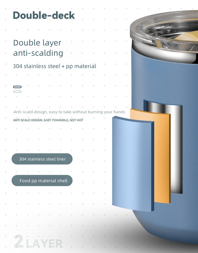 Stainless Steel Coffee Cup with Lid Household Drinking Cup Office Insulated Cup Large Capacity Kitchen Dining Dinnerware Coffee Cups Mugs