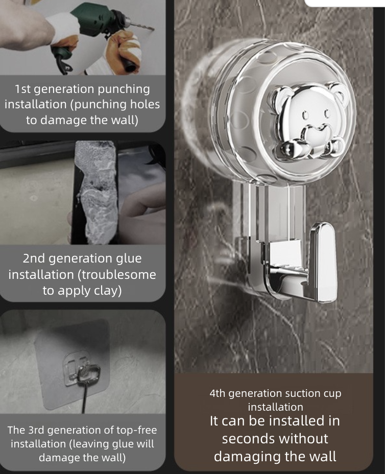 Home Storage Hooks Suction Cup Hook No Punching Single Hook Strong Vacuum Wall Hook Kitchen Bathroom Door Traceless Clothes Hook