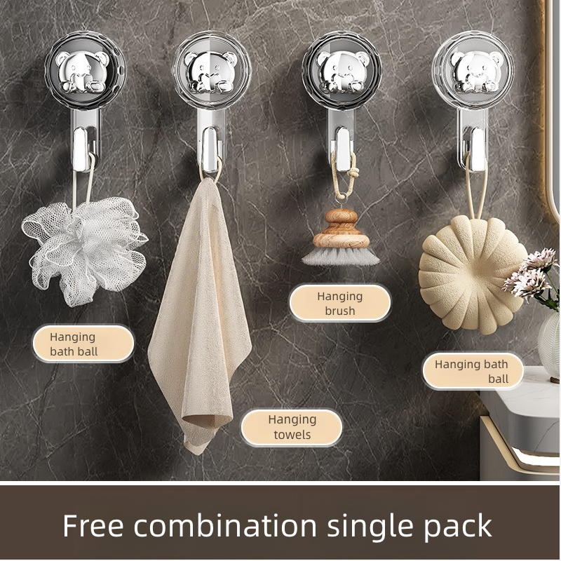 Home Storage Hooks Suction Cup Hook No Punching Single Hook Strong Vacuum Wall Hook Kitchen Bathroom Door Traceless Clothes Hook