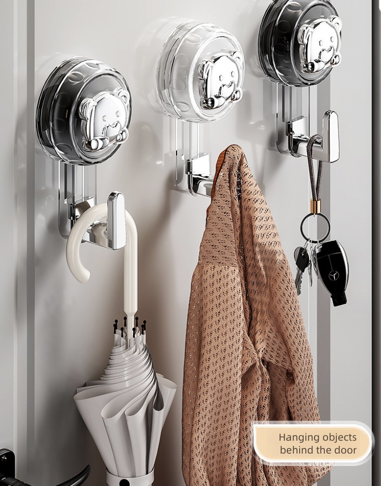 Home Storage Hooks Suction Cup Hook No Punching Single Hook Strong Vacuum Wall Hook Kitchen Bathroom Door Traceless Clothes Hook