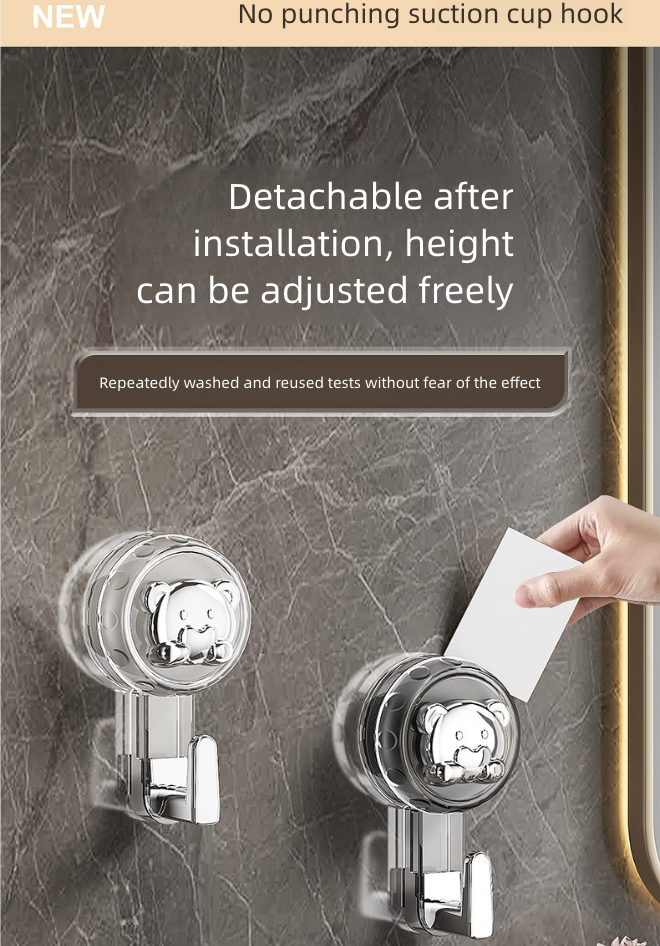 Home Storage Hooks Suction Cup Hook No Punching Single Hook Strong Vacuum Wall Hook Kitchen Bathroom Door Traceless Clothes Hook