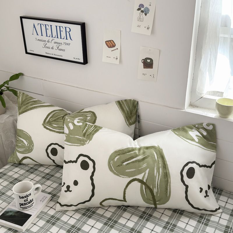 Pillowcases Ins Minimalist Style Pillowcase Single Student Dormitory Bedding Household One Pair Set Spring Home Bedding Pillowcase