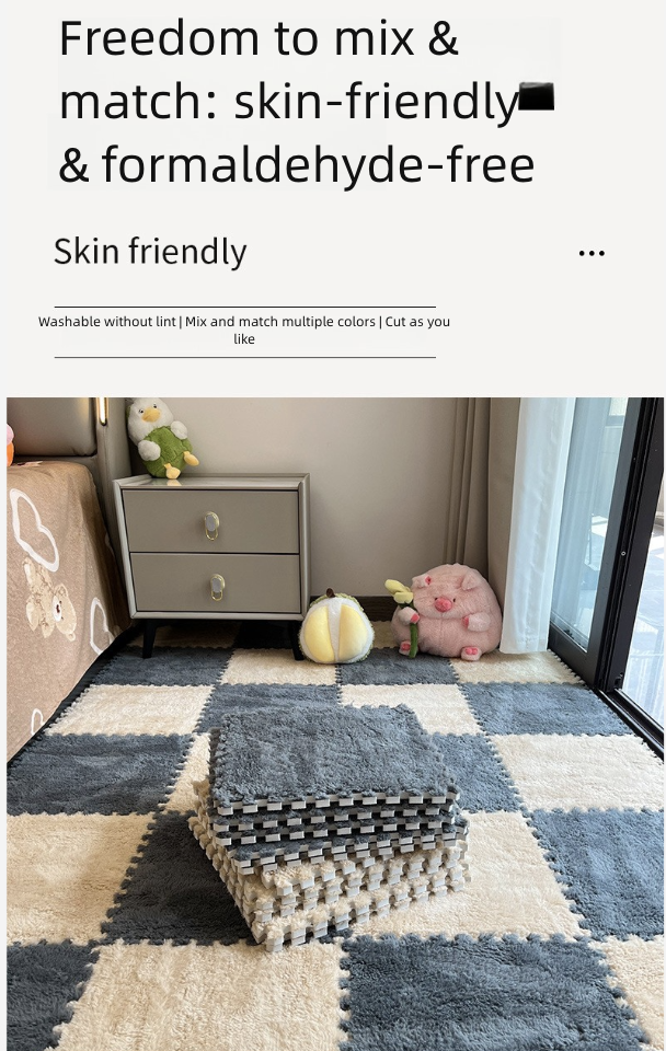 10 Pieces Home Decor Rugs Pads Protectors Area Rugs Plush Bedside Carpet Bedroom Ins Style Girl's Room Large Area Foam Splicing Floor Mat Random Color