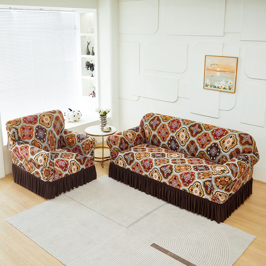 Home Decor Sofa Slipcovers Printed Elastic Skirt Sofa Cover Multifunctional Dirt Proof Sofa Cover Anti Slip Cat Scratch Sofa Cover