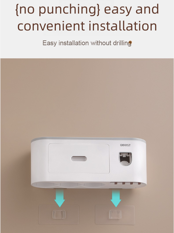 Toothbrush Cup Holder Wall Mounted with Mouthwash Cup Suction Cup No Punching Toothpaste Toothbrush Storage Rack Wall Mounted Set