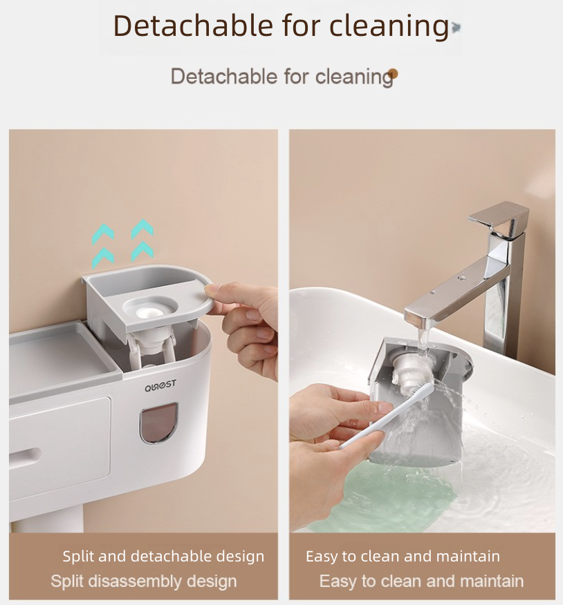 Toothbrush Cup Holder Wall Mounted with Mouthwash Cup Suction Cup No Punching Toothpaste Toothbrush Storage Rack Wall Mounted Set