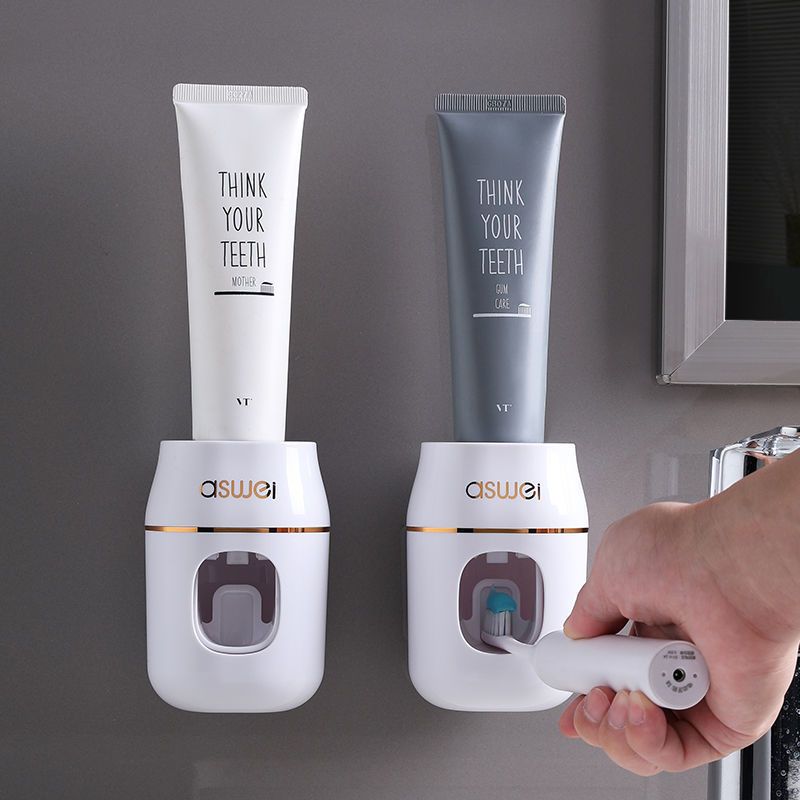 Squeeze Toothpaste Artifact Light Luxury Toothpaste Squeezer Storage Rack Wall Mounted Lazy Brushing Teeth No Punching Bath Bathroom Accessories Toothpaste Holders Dispensers