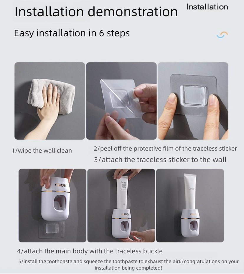 Squeeze Toothpaste Artifact Light Luxury Toothpaste Squeezer Storage Rack Wall Mounted Lazy Brushing Teeth No Punching Bath Bathroom Accessories Toothpaste Holders Dispensers