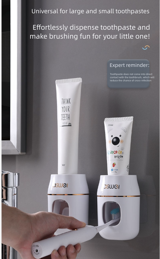 Squeeze Toothpaste Artifact Light Luxury Toothpaste Squeezer Storage Rack Wall Mounted Lazy Brushing Teeth No Punching Bath Bathroom Accessories Toothpaste Holders Dispensers