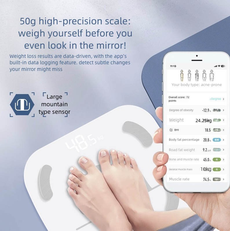 Intelligent Body Fat Scale Household Charging Electronic Scale Body Fat Scale Human Body Scale Precise Human Body Weighing Fat Measurement Electronic Scale