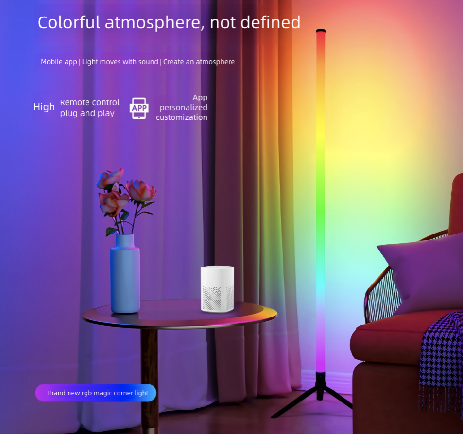 Home Lighting Floor Lamps RGB Rhythm Desktop Atmosphere Light Floor Light 360° Illumination Voice Controlled Corner Light