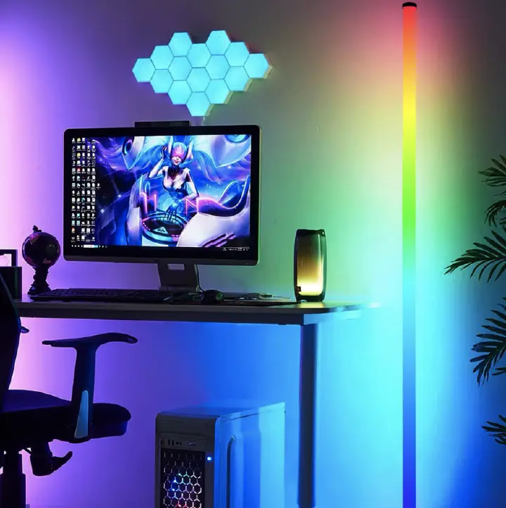 Home Lighting Floor Lamps RGB Rhythm Desktop Atmosphere Light Floor Light 360° Illumination Voice Controlled Corner Light