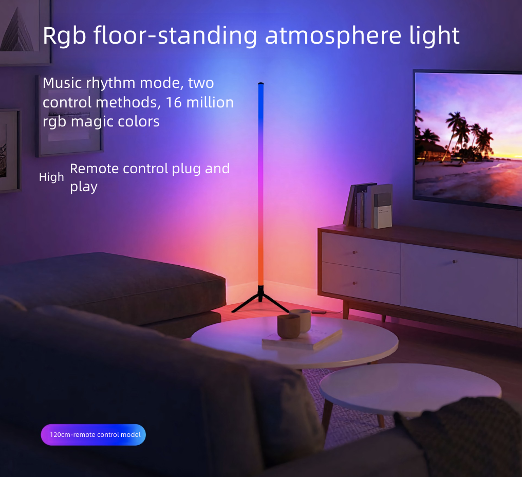 Home Lighting Floor Lamps RGB Rhythm Desktop Atmosphere Light Floor Light 360° Illumination Voice Controlled Corner Light
