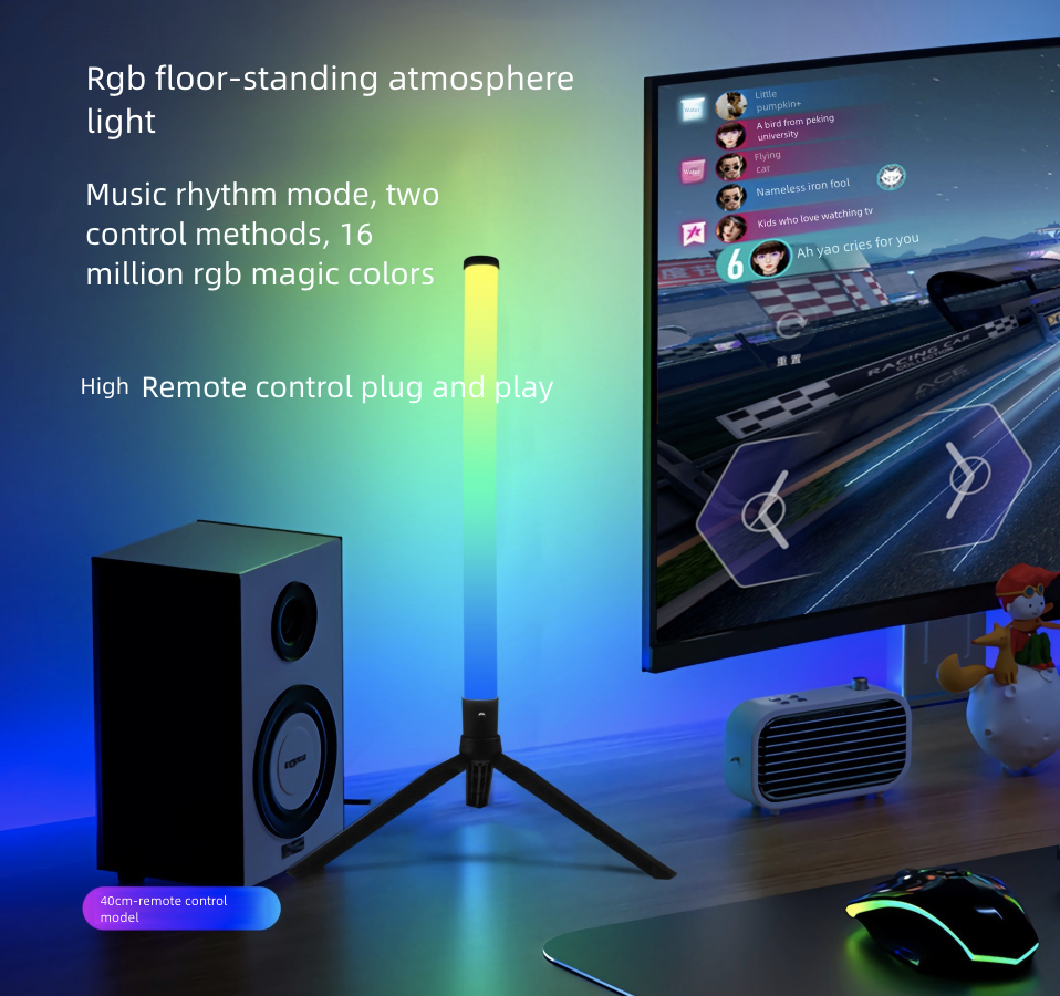 Home Lighting Floor Lamps RGB Rhythm Desktop Atmosphere Light Floor Light 360° Illumination Voice Controlled Corner Light