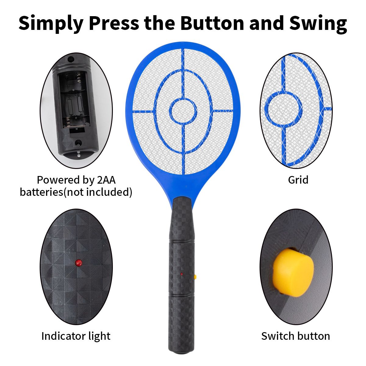 Fly Swatters Home Use Small Three-Layer Mesh Battery Powered Mosquito Swatter Fly Swatter Mosquito Swatter