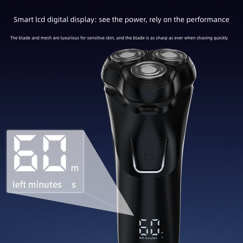Electric Shavers with Three Blade Heads Digital Shaving Blade