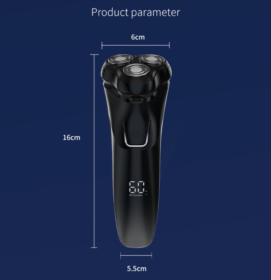 Electric Shavers with Three Blade Heads Digital Shaving Blade