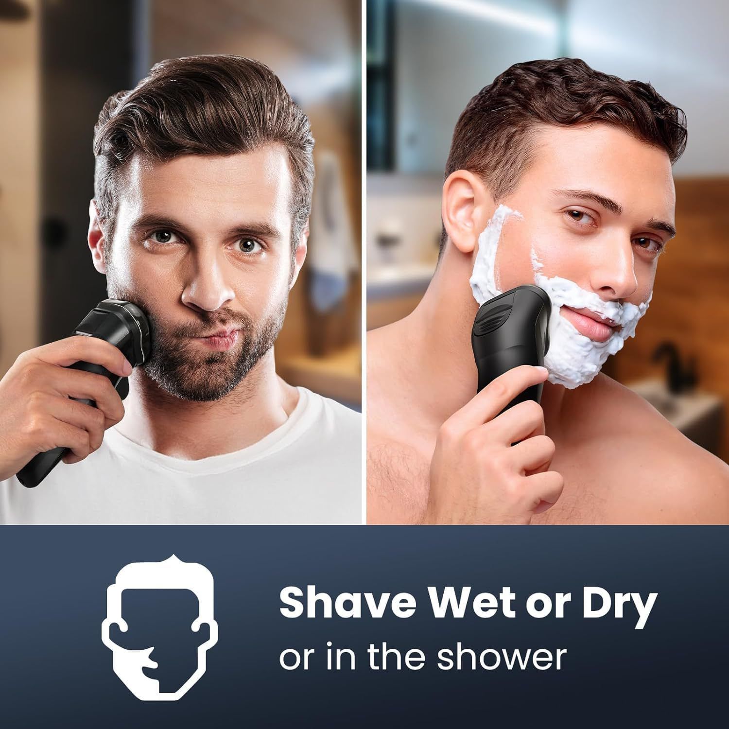 Electric Shavers with Three Blade Heads Digital Shaving Blade