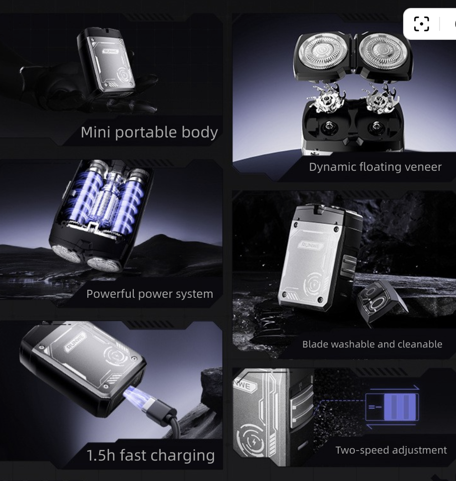 Electric Shaver Dual Blade Heads 3D Floating Shaver Adjustable Speed Shaving Type-C Charging Electric Shavers