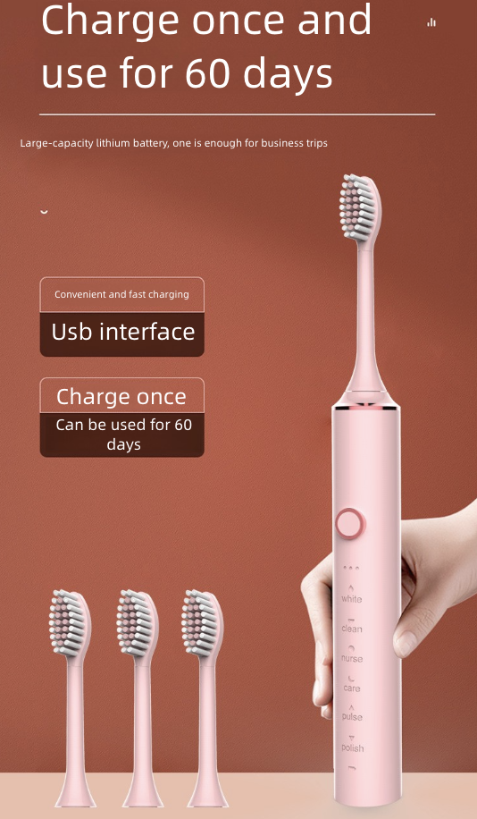 Soft-Bristle Electric Toothbrush with 18 Modes Metal Shaft USB Charging Sonic Brushing for Home Use Powered Toothbrushes