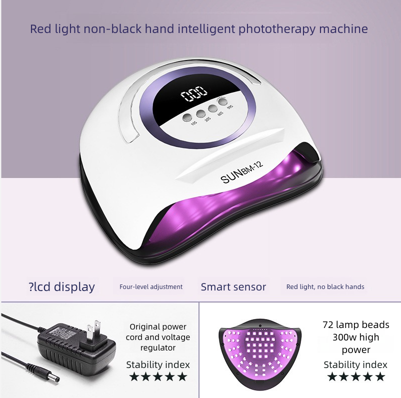Nail Lamp with 72 Beads High-Power Phototherapy Lamp Quick Drying Lamp Portable UV Curing Lamp Red Light Nail Baking Lamp Nail Dryers view 5